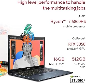 ASUS Vivobook Pro 15, AMD Ryzen 7 5800H, 15.6
